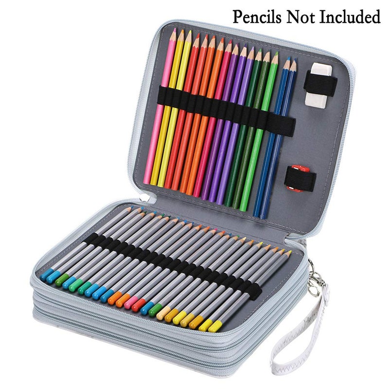 BTSKY Deluxe PU Leather Pencil Case For Colored Pencils - 120 Slot Pencil Holder with Handle Strap Handy Colored Pencil Box Large(White Marble) - Image 3